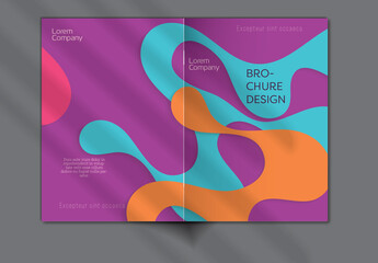 Brochure Cover Layout with Paper Craft Wavy Overlapping Shapes