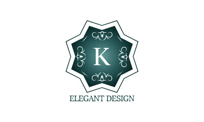 Luxury logo template with the letter K. Graceful monogram for business, restaurant, royalty, boutique, cafe, hotel, heraldry, jewelry, fashion and others