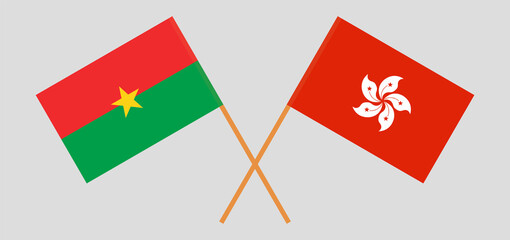 Crossed flags of Burkina Faso and Hong Kong