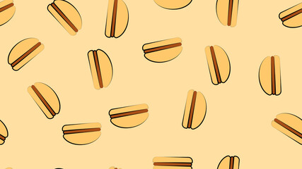 Burger or fast food cartoon vector seamless pattern