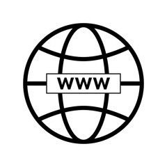 WWW icon. Go to web symbol vector icon. Internet connection icon. Vector illustration. Icon in flat style.