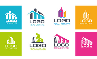 Logo Real Estate vector illustration set. construction firm. logo Real Estate Agency. rental housing sample logo graphics. creative design Rental Property 