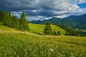 wooden fence in mountains © Ryzhkov Oleksandr