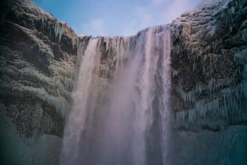 Skógafoss waterfall in winter, Iceland