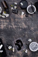 Set of black charcoal detox cosmetics