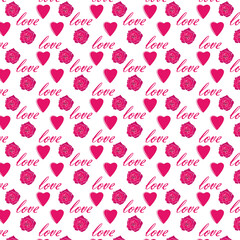 Pattern with hearts and roses 