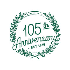 Fototapeta premium 105 years anniversary logo collection. 105th years anniversary celebration hand drawn logotype. Vector and illustration.