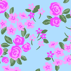 Floral seamless pattern. Hand drawn. For textile, wallpapers, print, wrapping paper. Vector stock illustration.