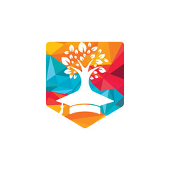 Creative modern nature Education logo design. Graduation cap and tree icon logo.	
