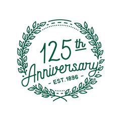 125 years anniversary logo collection. 125th years anniversary celebration hand drawn logotype. Vector and illustration.