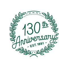 130 years anniversary logo collection. 130th years anniversary celebration hand drawn logotype. Vector and illustration.