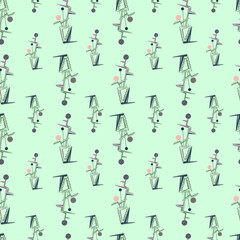 Seamless pattern. Pland in a pot.