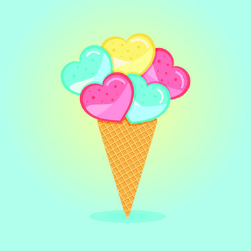 Valentine-ice cream  in a waffle cone
