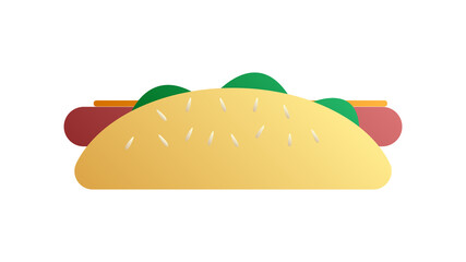 sausage sandwich on white background, illustration. hot dog, hearty snack, fast food food. bun with herbs, mustard, cheese and meat. delicious bun for lunch