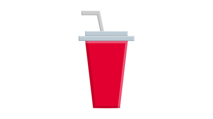 Glass of soda with straw. illustration cartoon flat icon isolated on white