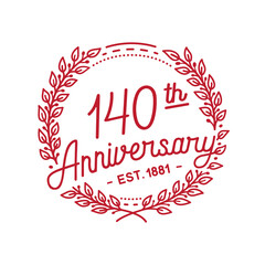 140 years anniversary logo collection. 140th years anniversary celebration hand drawn logotype. Vector and illustration.