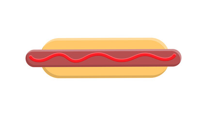 hot dog on white background, illustration. bun with sausage, ketchup, mustard. hearty filling, a harmful dish. lunch with sandwiches. bachelor life. harm to health