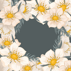 Floral wreath with sweet flowers. Vector