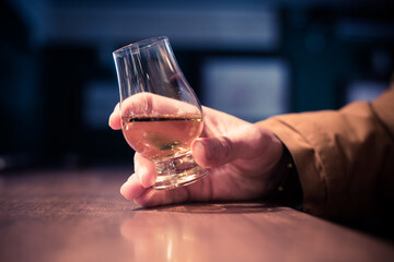 Close up shot a Glencairn whisky glass