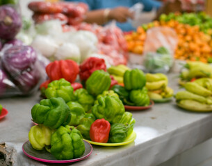 Chiles habaneros de varios colores