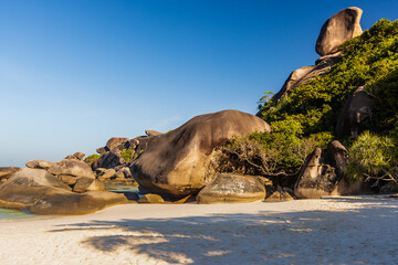 Fototapeta na wymiar Beautiful, deserted sandy beach on a tropical island (Similan Islands, Thailand)