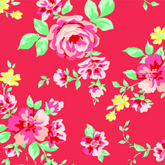 Floral seamless pattern. Hand drawn. For textile, wallpapers, print, wrapping paper. Vector stock illustration.
