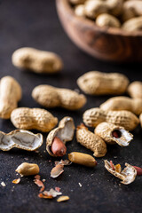 Dried peanuts. Tasty groundnuts.