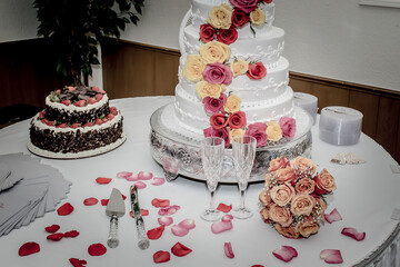 Beautiful Colorful Sweet Wedding Cake Cupcake Decor Closeup Image at Event Space