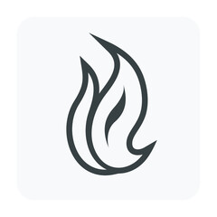 Flame fire vector icon. Also called bonfire or fireball. Abstract shape and line use as sign, symbol or logo element of oil, natural gas, energy, power, warm, burn, danger, hot, heat and flammable.