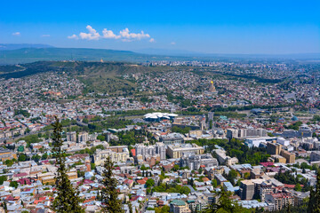 Fototapeta premium view of Tbilisi Georgia from a height