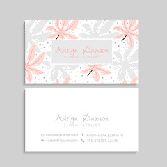 Naklejka premium Vintage business and visiting card with floral pattern. Vector illustration