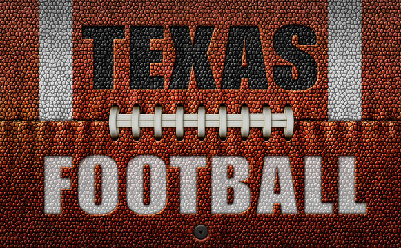Texas Football Text on a Flattened Football