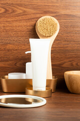 beauty fashion cosmetic makeup bottle lotion cream product with skincare healthcare concept on background