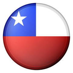 Glass light ball with flag of Chile. Round sphere, template icon. Chilean national symbol. Glossy realistic ball, 3D abstract vector illustration highlighted on a white background. Big bubble.