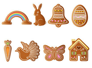 set of easter gingerbread cookies