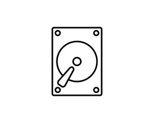 Hard Disk Drive, Hardware HDD Storage. Flat Vector Icon illustration. Simple black symbol on white background. Hard Disk Drive, Hardware HDD Storage sign design template for web and mobile UI element