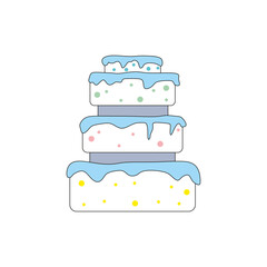 Birthday cake isolated on white background. Cartoon style. Element for greeting cards in vector minimalistic format