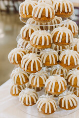 Beautiful Colorful Sweet Wedding Cake Cupcake Decor Closeup Image at Event Space
