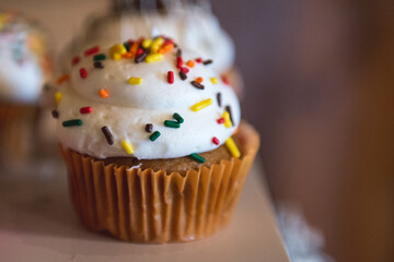 Beautiful Colorful Sweet Wedding Cake Cupcake Decor Closeup Image at Event Space