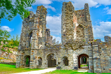 Fototapeta na wymiar Villers Abbey ruins, gothic cathedral