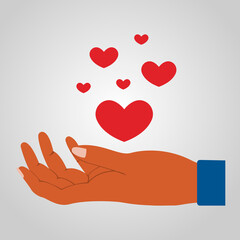 Vector illustration of a hand with a heart.