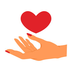 Vector illustration of a hand with a heart.