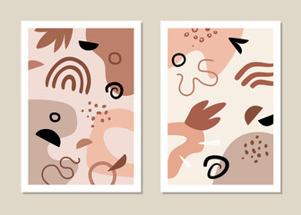 A trendy set of abstract shapes and forms in the style of minimalism, a great decoration for walls, cards, brochures, packaging, covers. Vector illustration.
