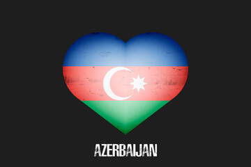 Heart with azerbaijani national flag colors. Flag of Azerbaijan in the form of a heart made on an isolated background. Design pattern for greeting card on an Valentines day. Vector illustration