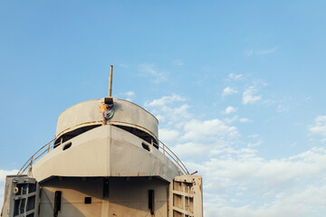Front side of a cargo ship 