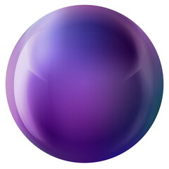 Glass purple ball or precious pearl. Glossy realistic ball, 3D abstract vector illustration highlighted on a white background. Big metal bubble with shadow.