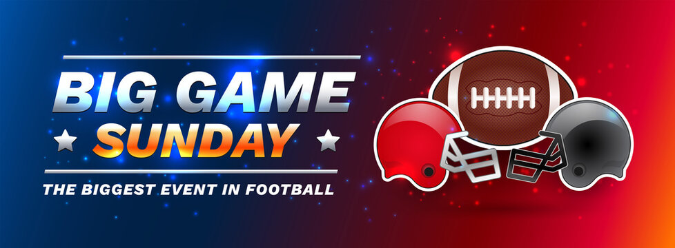 American football super championship - Sunday football big game banner template - blue and red shining stadium lights vector background