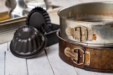 Baking forms in home cooking. Accessories for the preparation of desserts and cakes.