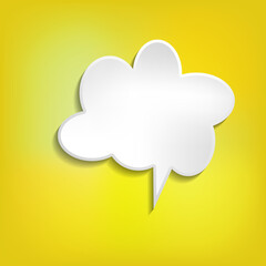 Vector comic speech bubble on color background. Isolated colorful banner, empty paper shape. Cartoon flat illustration for chat. Template frame. Hand draw style, dialog cloud.