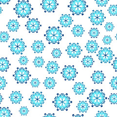 Winter seamless pattern with colorful gradient snowflakes on white background. Vector illustration for fabric, textile wallpaper, posters, gift wrapping paper. Christmas vector illustration.